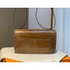 Hermes Shiny Crocodile Constance Brown Bag