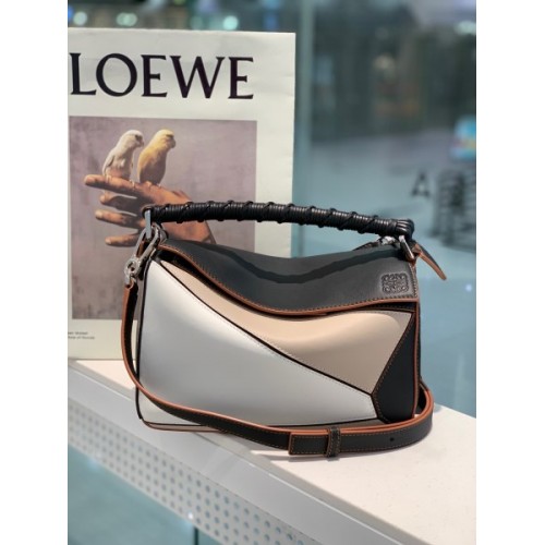 Loewe Black/ White Smooth Small Puzzle Bag