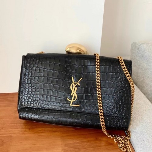 YSL Kate Medium Reversible Croc-Embossed Crossbody Bag