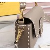 Fendi Baguette white leather medium brown trap bag