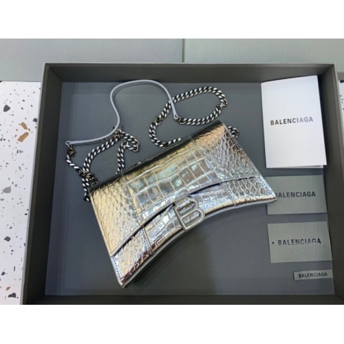 Balenciaga Hourglass Chain Silver Wallet