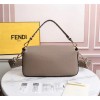 Fendi Baguette white leather medium brown trap bag