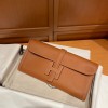 Hermes Brown Swift Jige Elan Clutch