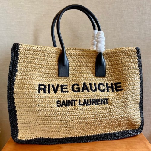 YSL raffia tote shopping bag