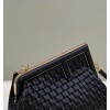 Fendi First small black braided leather bag