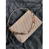 Fendi O'Lock Zip Dove grey tapestry fabric bag