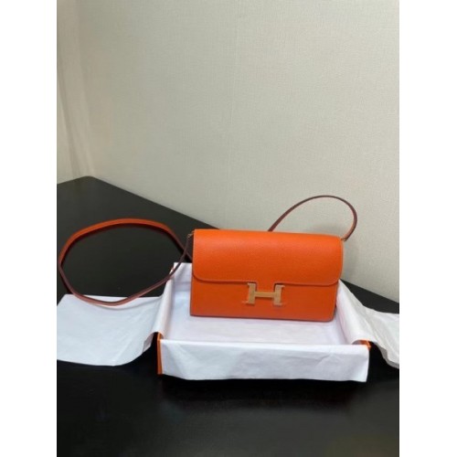 Hermes Constance Togo Epsom Orange Wallet