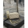 YSL Becky Quilted Double Zip Beige Pouch Bag