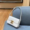Celine Triomphe Shoulder Bag Shiny Calfskin White