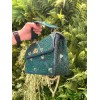 VALENTINO GARAVANI Crystal-embellished Roman stud green shoulder bag
