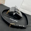 Celine triomphe shiny black leather belt bag