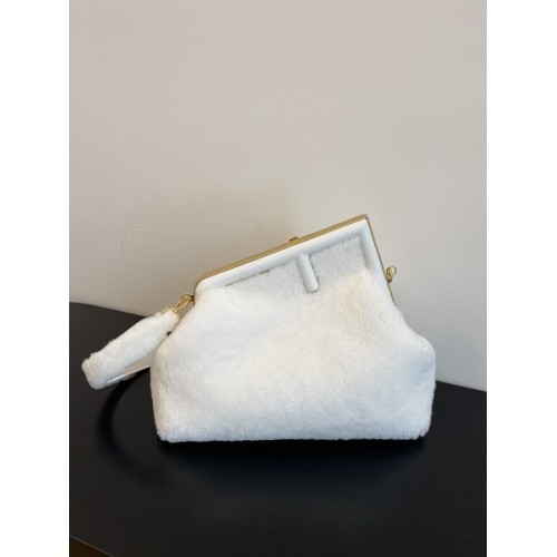 FENDI First Small Sheepskin white leather bag