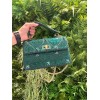 VALENTINO GARAVANI Crystal-embellished Roman stud green shoulder bag