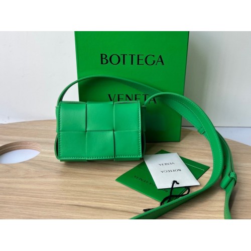 Bottega Veneta Mini Cassette Green Leather Bag