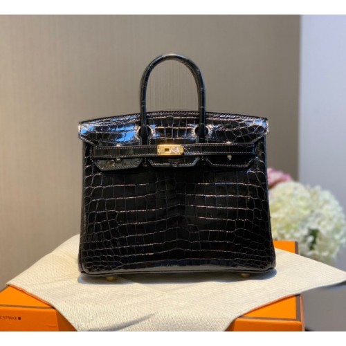 Hermes birkin black crocodile 25cm