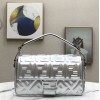 Fendi BAGUETTE Silver leather bag 26cm