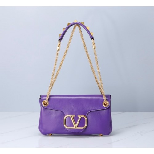 Valentino Garavani Stud Sign purple leather bag