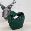 Bottega Veneta Green Glitter Rhinestone Knot Handle Bag