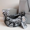 Balenciaga Le Cagole white graffiti XS black shoulder bag