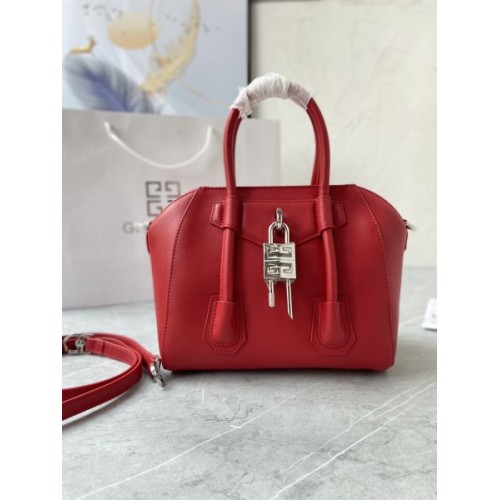 Givenchy Mini Antigona Lock Red Leather Bag