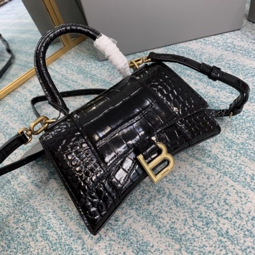 Balenciaga hourglass small top handle bag in black