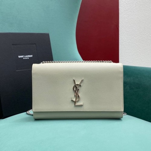 YSL Monogram Kate White Silver 24cm Bag