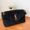 YSL LouLou Medium Quilted Black Tweed Bag
