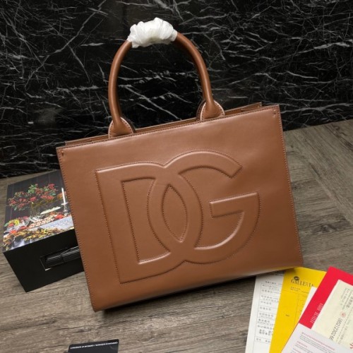 Dolce & Gabbana Beatrice DG brown leather tote bag