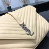 YSL LARGE COLLEGE BAG IN BEIGE MATELASSÉ LEATHE SILVER