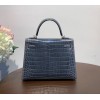 Hermes Kelly crocodile gray leather 25 bag