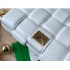 Bottega Veneta White Woven Leather Gold Chain Strap Bag