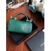 D&G calfskin crystal DG logo patch green handbag