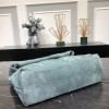 YSL Black Puffer Blue Suede Leather Large Bag