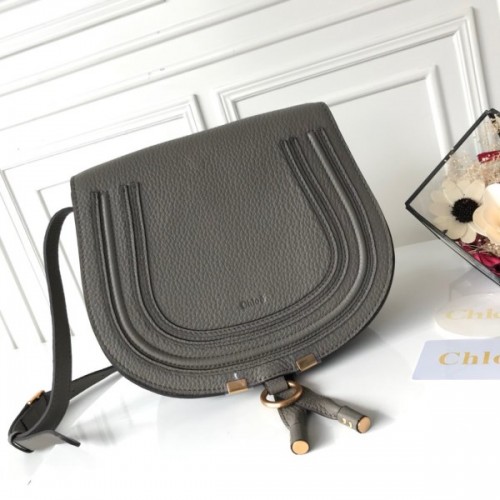 Chloe marcie medium / small gray saddle bag