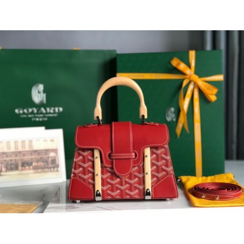 Goyard Saigon Structure Red Silver Hardware Bag