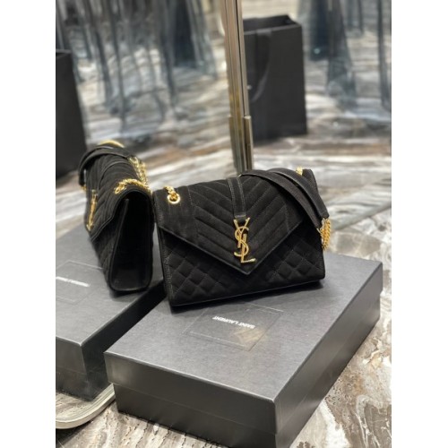 YSL suede black small envelope bag