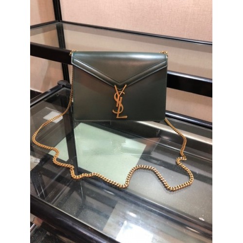 YSL Cassandra Monogram Bag in Box leather green