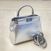 Fendi Peekaboo silver leather hand bag