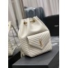 YSL Saint Laurent Joe drawstring quilted white backpack