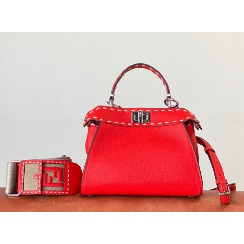 Fendi Peekaboo Iconic mini red leather bag