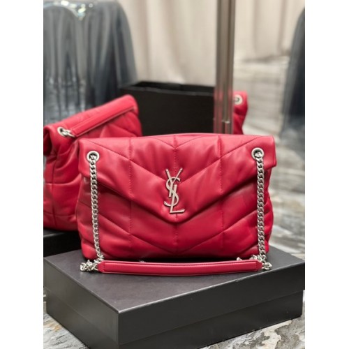 YSL Black Puffer Red Leather Large Bag