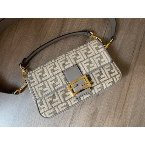 Fendi Gray Baguette 27cm Bag