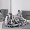 Balenciaga Le Cagole white graffiti shoulder bag