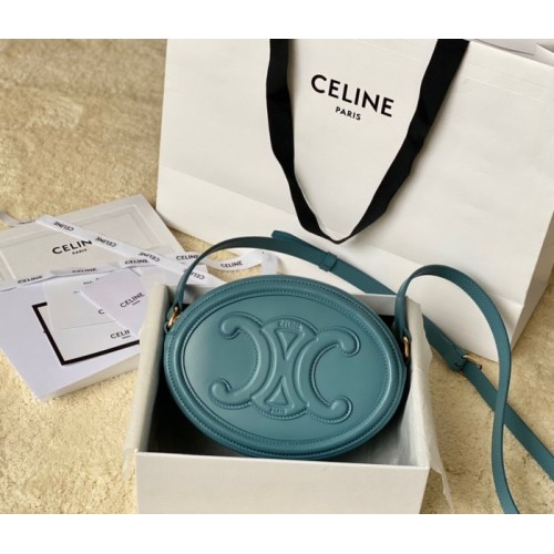 Celine Oval Cuir Triomphe blue calfskin bag