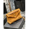 YSL Black Puffer Brown Suede Leather Medium Bag