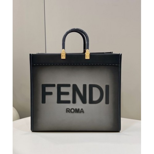 Fendi sunshine tote gray ombre leather 41cm