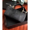 D&G calfskin crystal DG logo patch black handbag