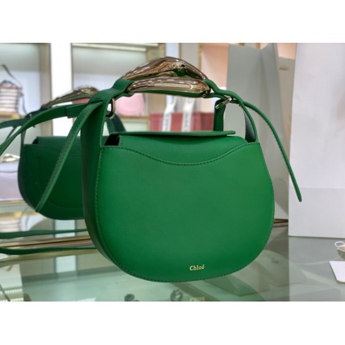 Chloe kiss purse in small grain calfskin green