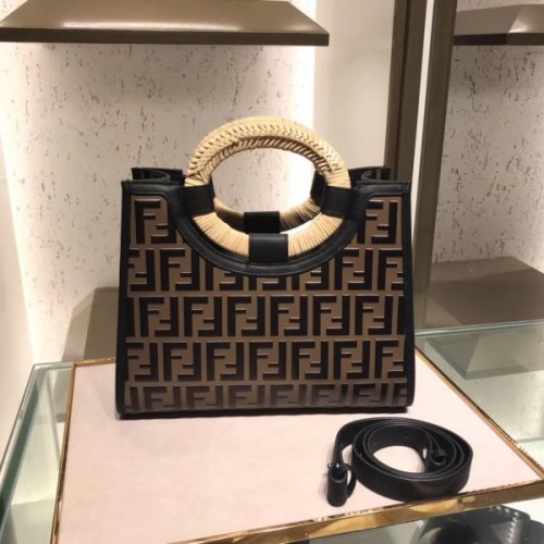 Fendi Small Runaway FF Embossed Calf Shopping Tote Bag