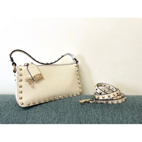 VALENTINO GARAVANI Rockstud white shoulder bag